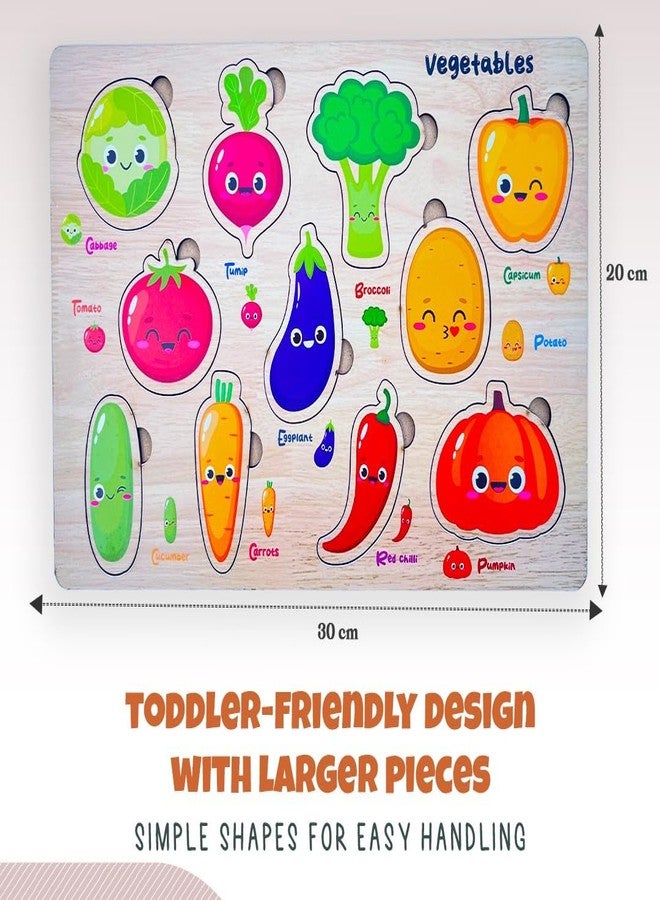 Khilonewale Wooden Jigsaw Puzzles for Kids, Toddlers, Preschoolers, Fruit & Vegetable Shapes, Set of 2 - Image 3